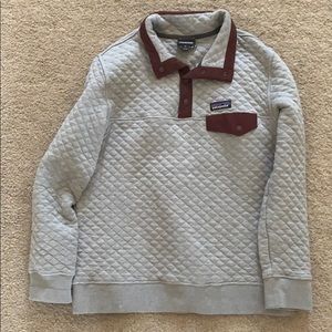 Patagonia Grey/Gray + Plum Quilted Cotton Pullover